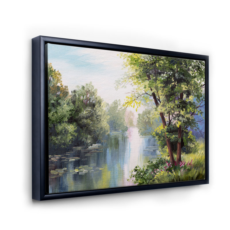 Peinture de paysage sur toile, H 16 po x l 32 po x P 1 po, Cadre flottant noir