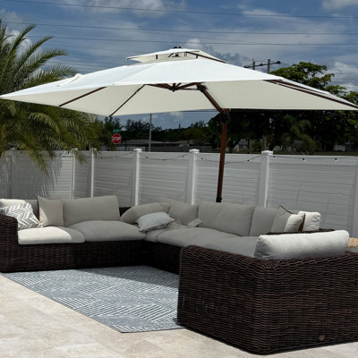 Parasol d'extérieur rectangulaire en porte-à-faux 9 pi x 12 pi avec base, crème