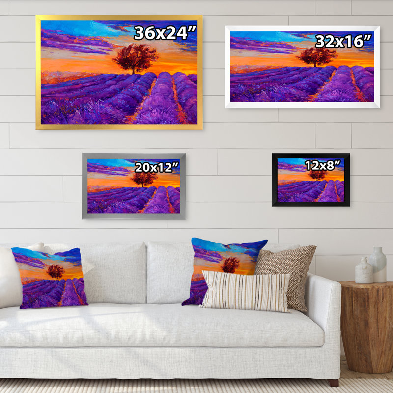 " Lavender Fields ", Black Picture Framed, 8" H x 12" W x 1" D