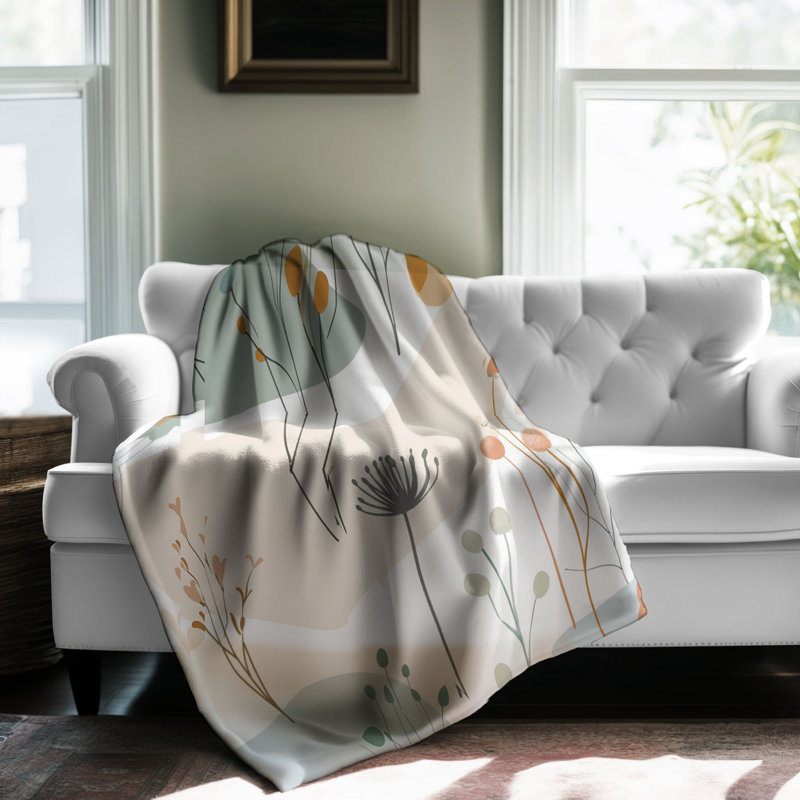 Subtil Meadow Hues - couverture Sherpa de qualité supérieure 1 pièce, Lit simple