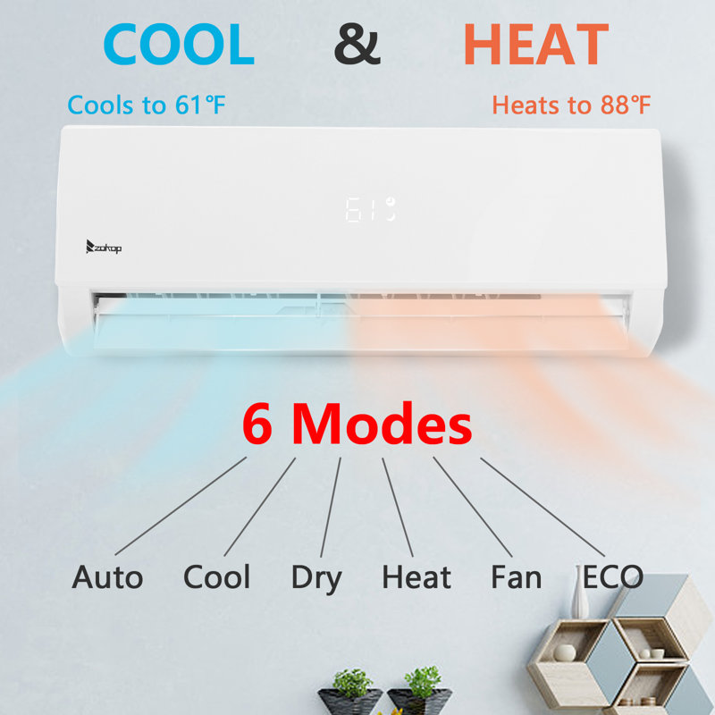 Winado 12000 BTU Wi-Fi Connected Ductless Mini Split Air Conditioner for 550 Square Feet with Heater and Remote Included