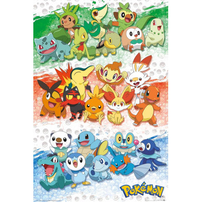  Officially Licensed Pokemon - First Partners Art Poster - 24 x 36 Inch - Decorative Print - Poster Paper - Ready to Frame