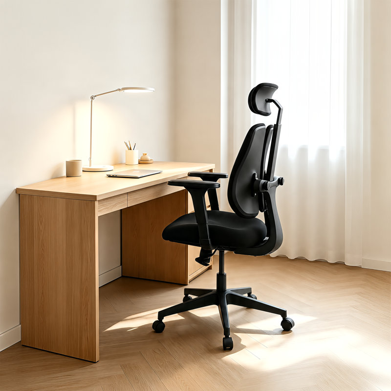 Ergonomic Split-back Office Chair with Adjustable 2d Headrest and 4d Armrests, Without Footrest