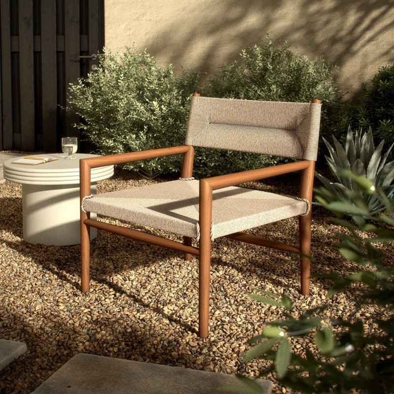 Lomas Outdoor Dining Armchair, Natural Teak/Light Brown