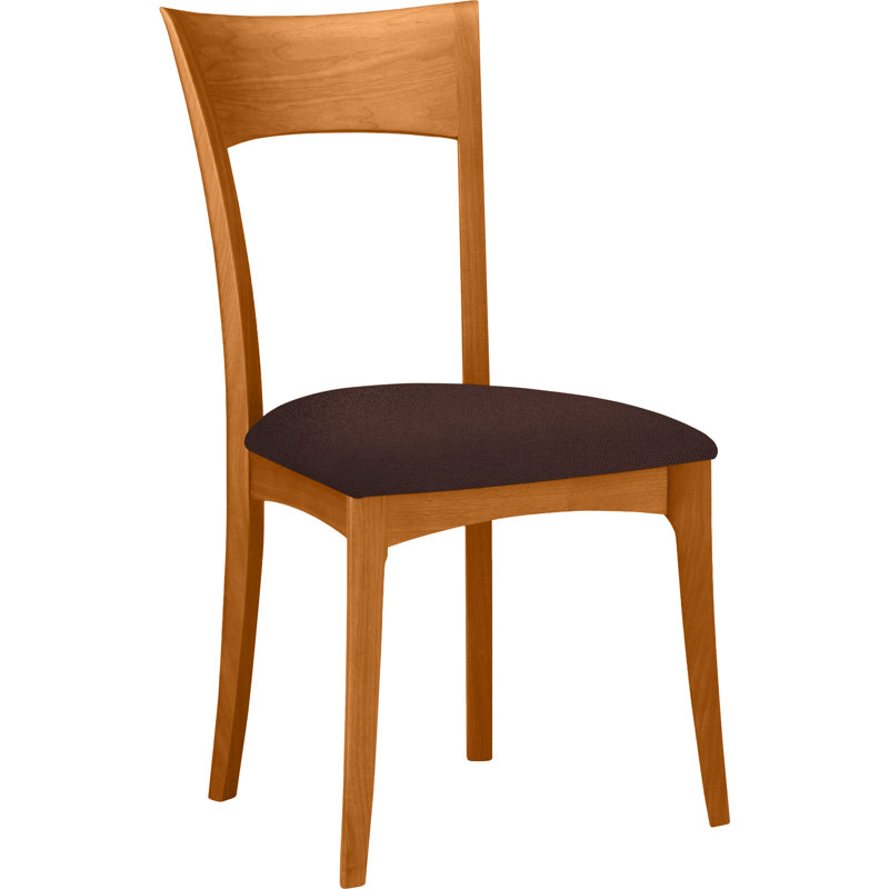 Ingrid Upholstered Dining Chair, Coffee Leather, Natural Cherry