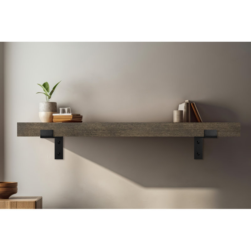 Tablette en bois massif Janari, H 2 po x l 17 po x P 6 po, Brown