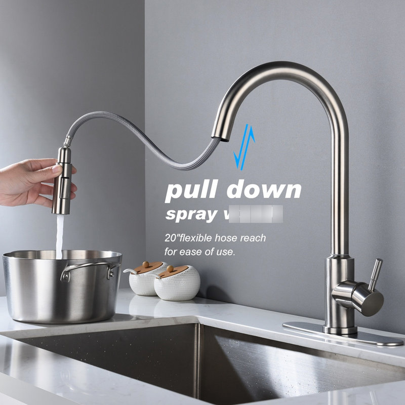 Touch Responsive Kitchen Faucet With Pull Down - Easy Water Control, Brushed Nickel Finish, Stainless Steel Spray Head And Sensor Corrosion Resistance, Consistent Flow Nickel,