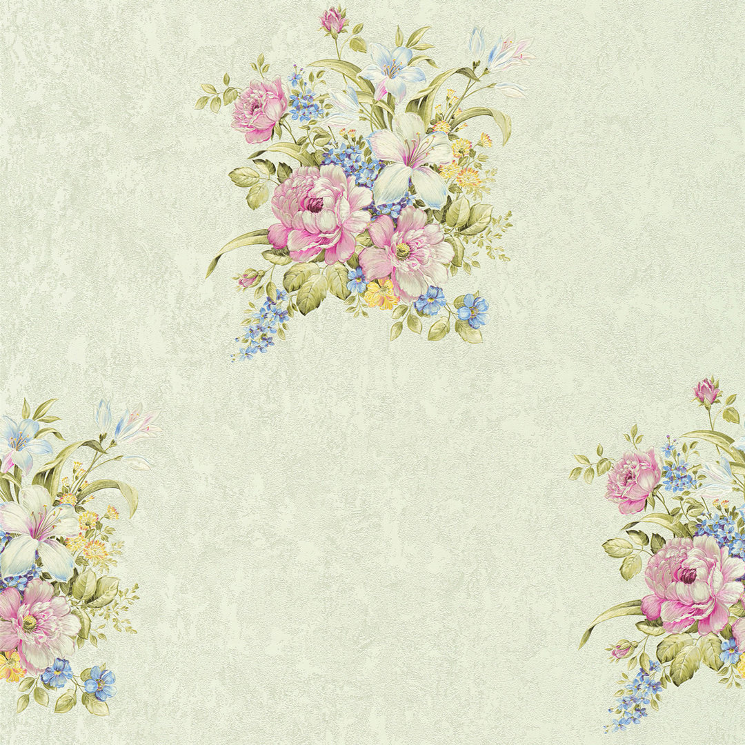 non-woven wallpaper | floral wallpaper | beige / cream, blue, brown 10.05 X 0.53 M