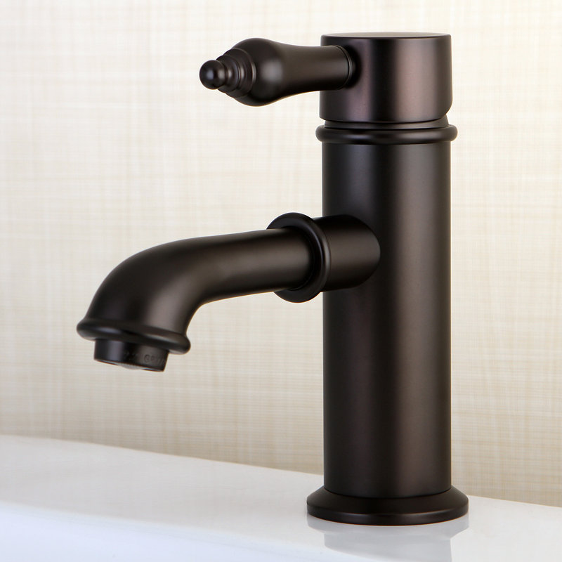 Kingston Brass Paris Single-Handle 1-Hole Deck Mount Bathroom Faucet with Brass Pop-Up, Oil Rubbed Bronze