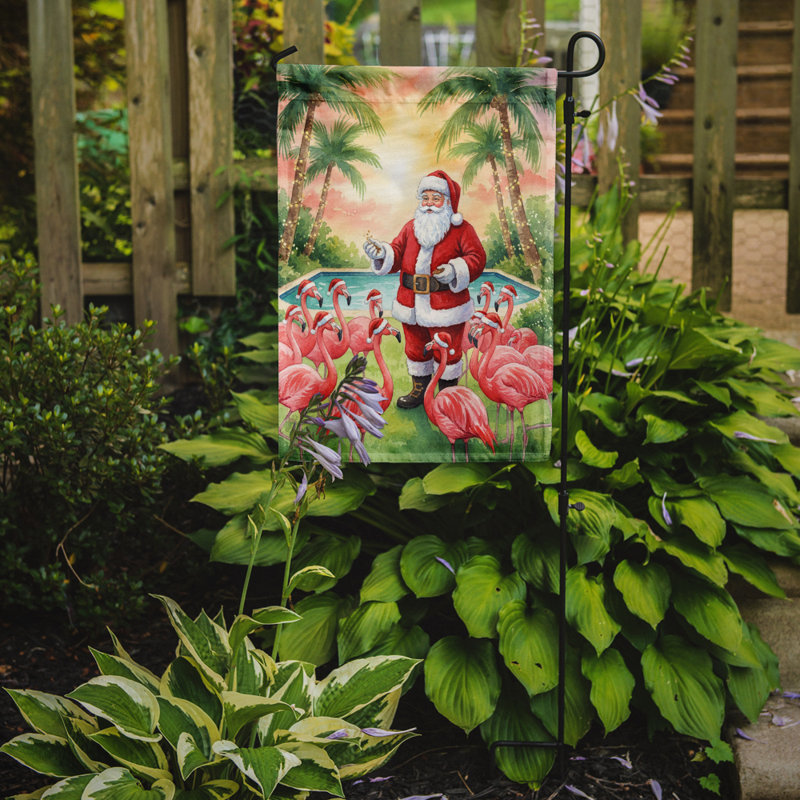 Père Noël avec flamants roses, drapeau du jardin de Noël, Taille du jardin, Père Noël avec flamants roses