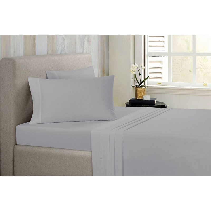 Bibb Home Anti-Microbial Bamboo Sheet Set, Silver, Queen Sheet Set + Fitted Sheet + 2 Pillowcases