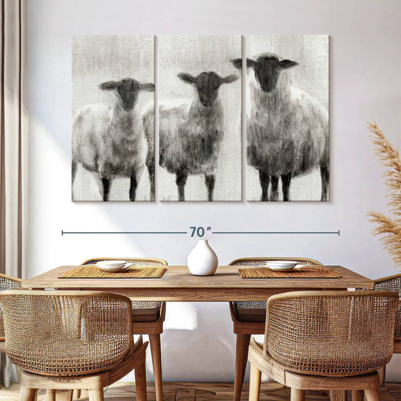 Brampt Rustic Sheep I, 42" H x 65" W