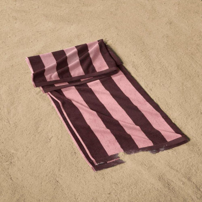 Serviette de plage en coton turc Pennsylvania, Prune / rose
