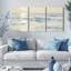 Ensemble de 3 tableaux abstraits sur toile représentant des vagues océaniques-1127714594