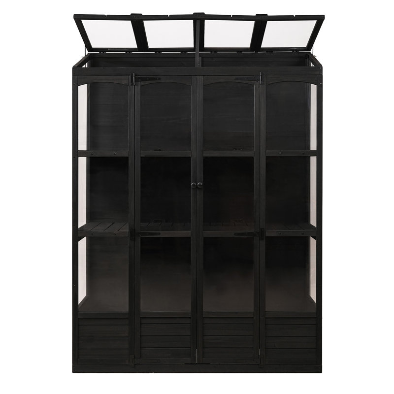 Structure froide en bois 78 pouces avec 4 lanterneaux indépendants et 2 tablettes centrales pliantes pour terrasse TopMAX