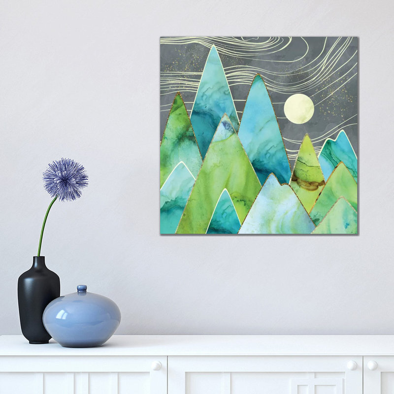 Moonlit Mountains - Print on Canvas, Wrapped Canvas, 45.72 cm H x 45.72 cm W x 1.91 cm D