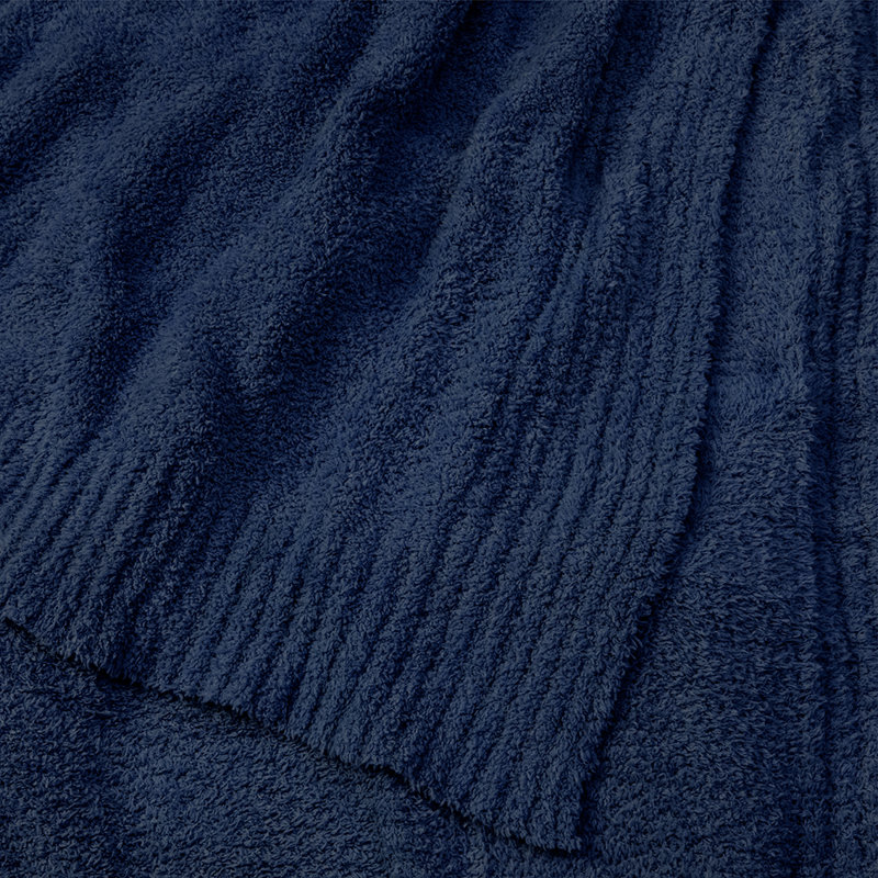 Jeté en peluche pour canapé-lit, 50 x 60, Lit simple, Couleur unie, Bleu marine