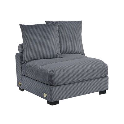 Living Room Furniture Armless Chair Corduroy 1Pc Armless Chair Soft Cushion Wood Legs