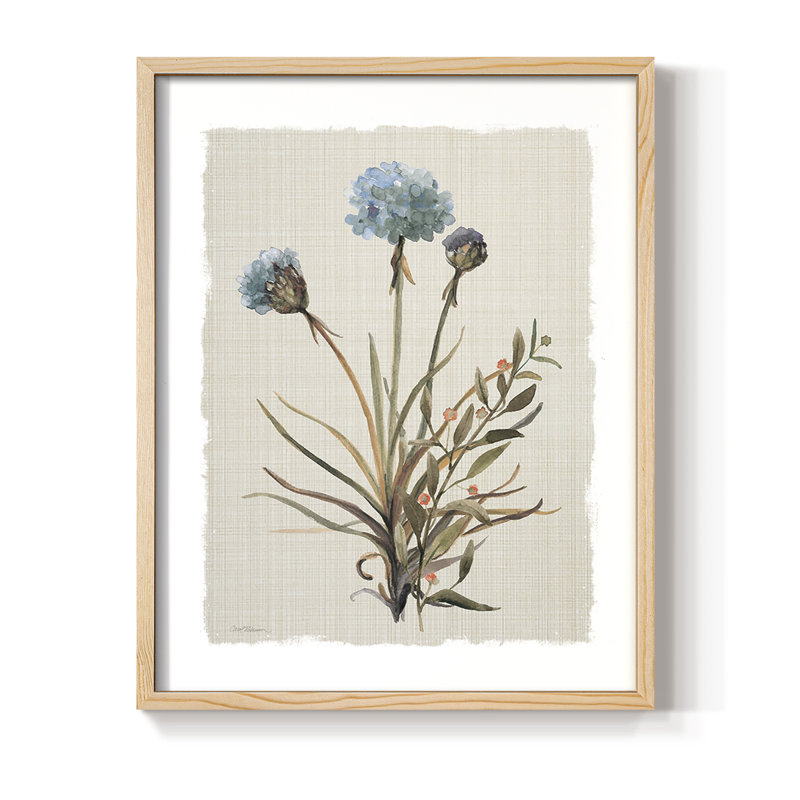 Honeybloom Botanical I Framed Print - Solid Wood, Natural, 11" H x 9" W