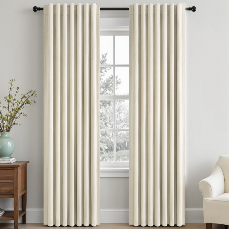 Rideau isolant 100% occultant en velours Alicea, L 52 po x L 96 po, Beige