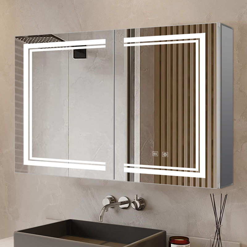 Armoire à pharmacie à miroir à DEL à fixation en surface mesurant l 40 po x H 28 po Mesa, L 40 po x H 28 po