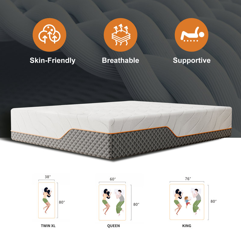 Matelas confortable en mousse à mémoire de forme 14 po, Grand lit