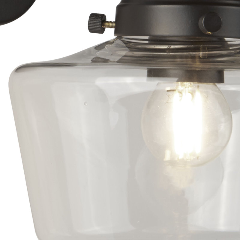 Alizeh Mild Steel Armed Sconce, Black/Clear