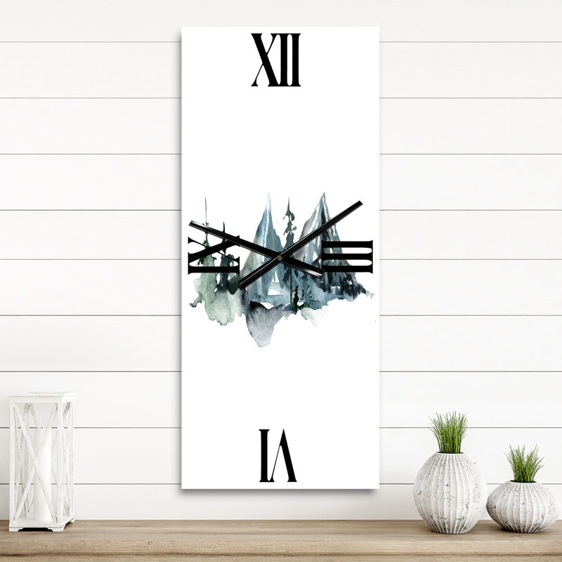 Horloge murale Minimalistic Winter Mountains and Fir Forest III, Petit