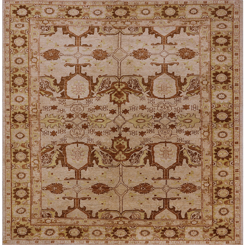 Tapis brun à motif oriental, Carré 7 pi