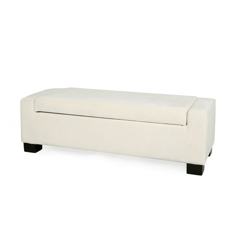 Banc repose-pieds, repose-pieds rectangulaire avec rangement caché, Blanc