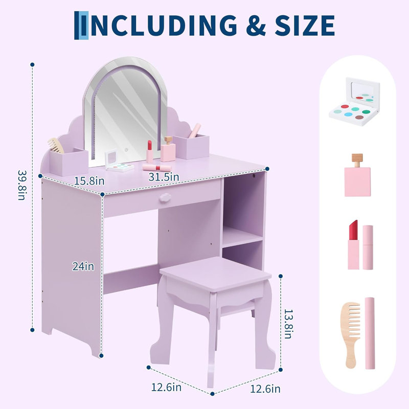 Dressing Table with Mirror, Purple