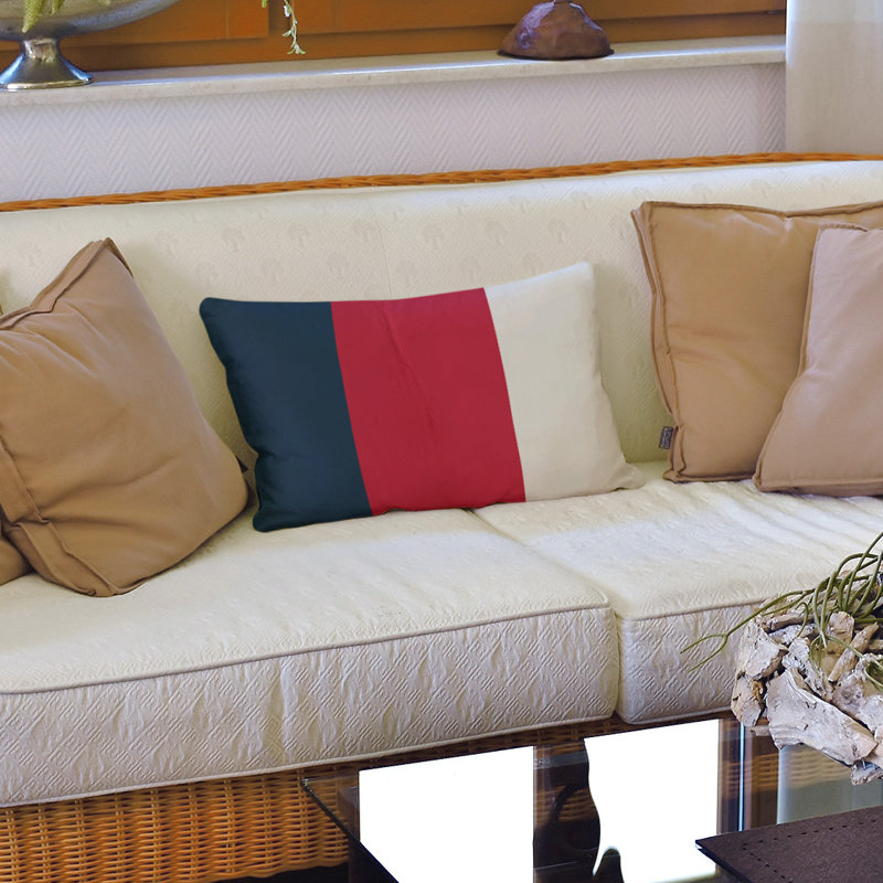 Housse de coussin lombaire Atlanta, New England, Rouge / Bleu / Gris