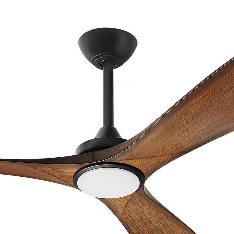 52'' Walnut Ceiling Fan with LED Lights with Remote App Control, 52" L x 52" W, Walnut