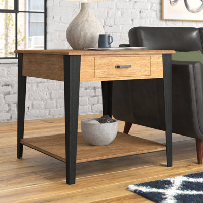 Henrik Solid Wood Top 1 End Table with Storage