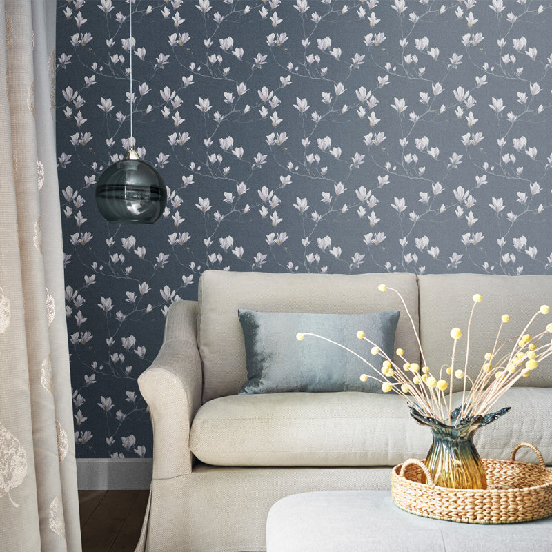 Laura Ashley Magnolia Grove Wallpaper Roll, Dusky Seaspray