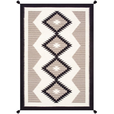 Canvello Tuscany Reversible Wool Ivory Area Rug- 6'1'' X 9'