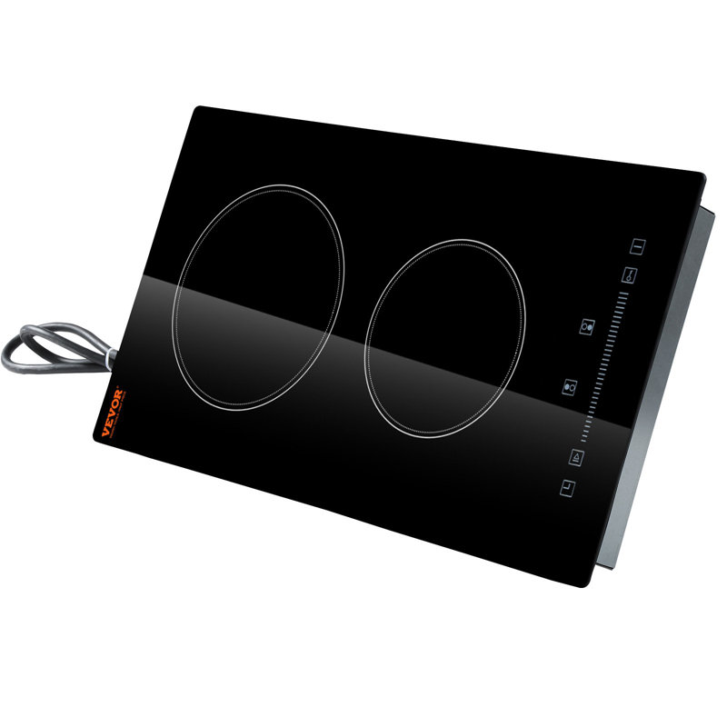 Built In Electric Stove Top, 20 X 11.6 Inch 2 Burners, 240V Glass Radiant Cooktop With Sensor Touch Control, Timer And Child Lock Included, 9 Power Levels For Simmer Steam Slow Cook Fry