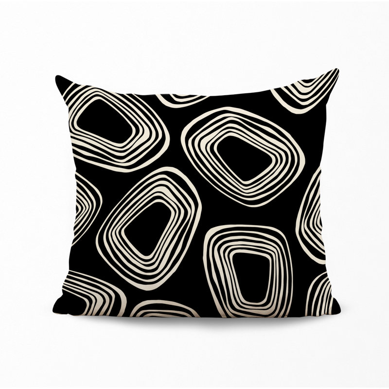 Housse et insert de coussin décoratif en polyester, L 15 po x H 15 po, Noir