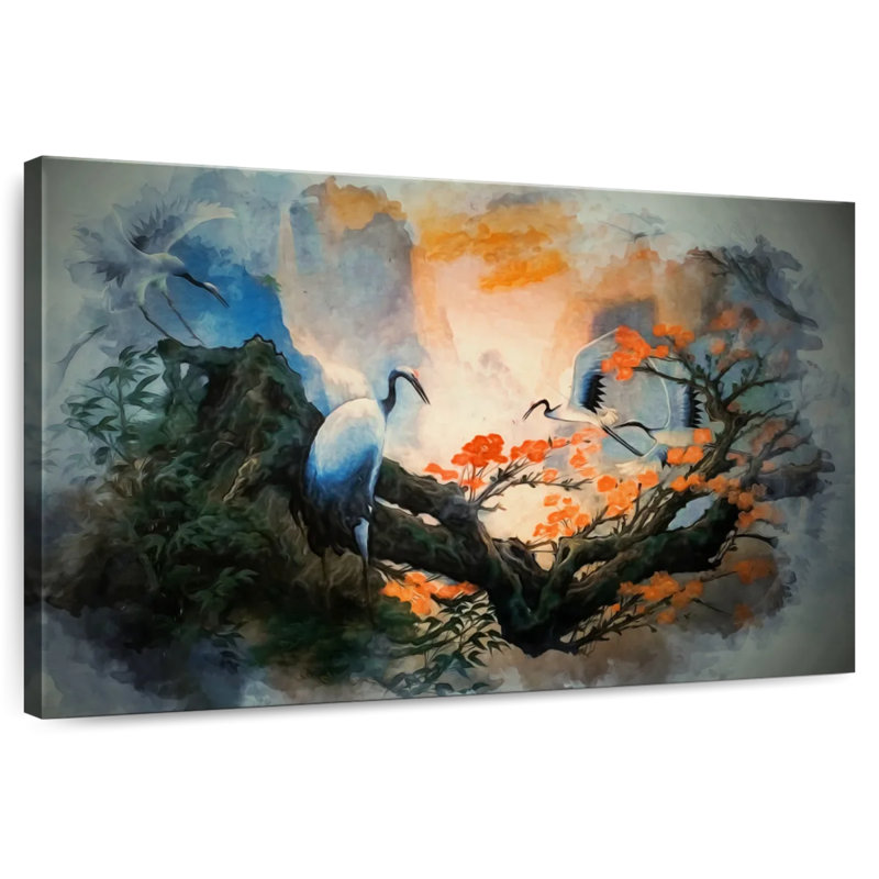 Japanese Birds, 24" H x 36" W