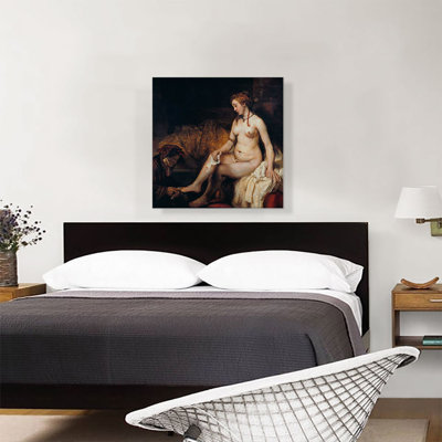 «Bathsheba at Her Bath 1654» par Rembrandt van Rijn, reproduction d'art sur toile tendue