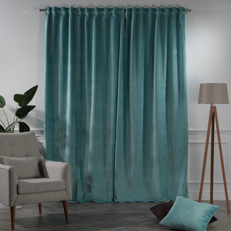 Blackout Single Curtain Panel, Bluishgreen, 130cm Width x 225cm Drop