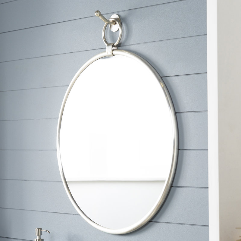 Globes Metal Flat Wall Mirror, 26.5" x 22.5", Silver