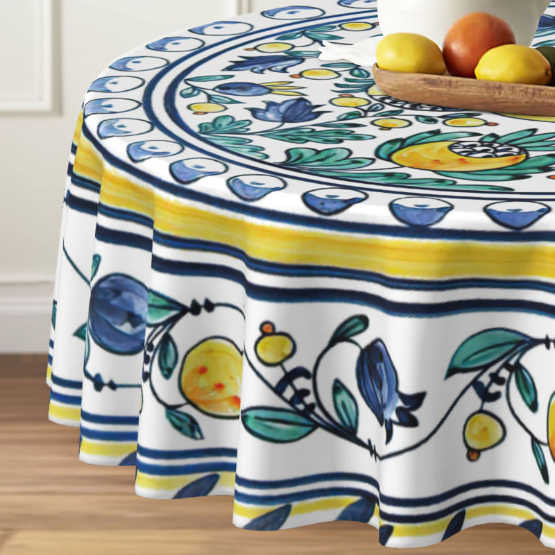 Round Tablecloth 60 Inch, Floral Table Cloth Round Cover, Stain Resistance, Water Repellent, Wrinkle-Free, Colorful Flower Circle Tablecloth
