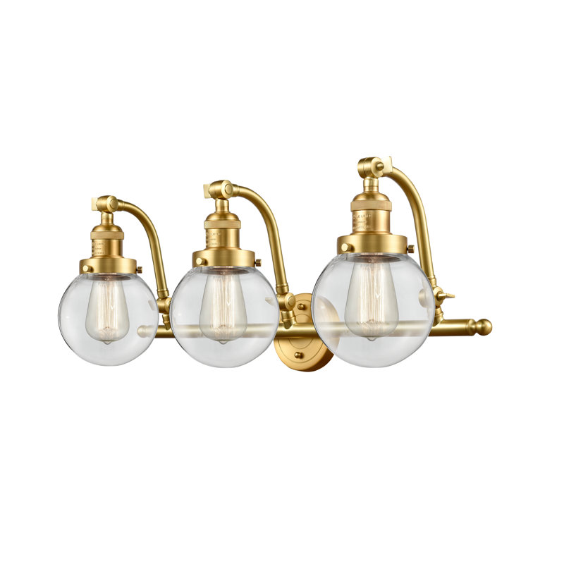 Éclairage de salle de bain à intensité variable 3 lumières Zarmayr, Ampoule DEL 6 watts Vinage, Transparent, Or satiné