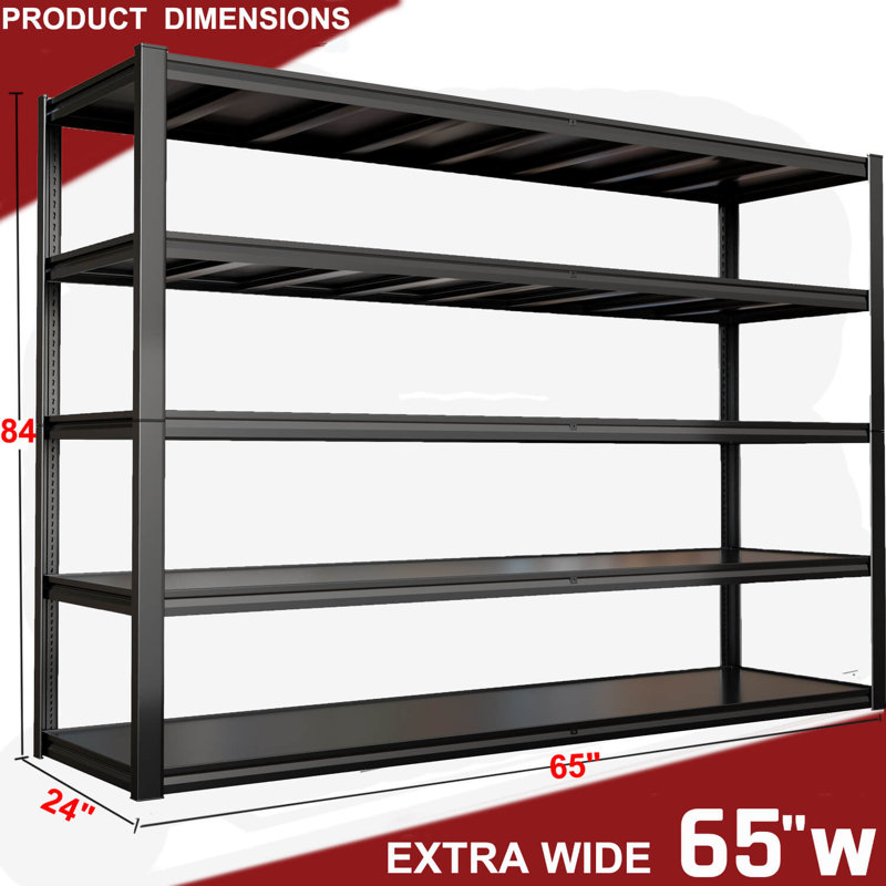Garage Shelving Heavy Duty , 24"D X84"H Metal Shelves With 5 Tier Adjustable Garage Storage Shelves,Industrial Shelving