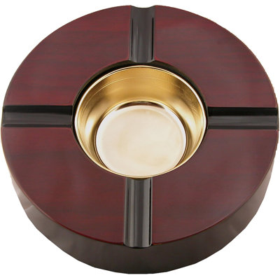 Quality Importers Trading 4 Cigar Wooden Ashtray, Cherry Wood Finish