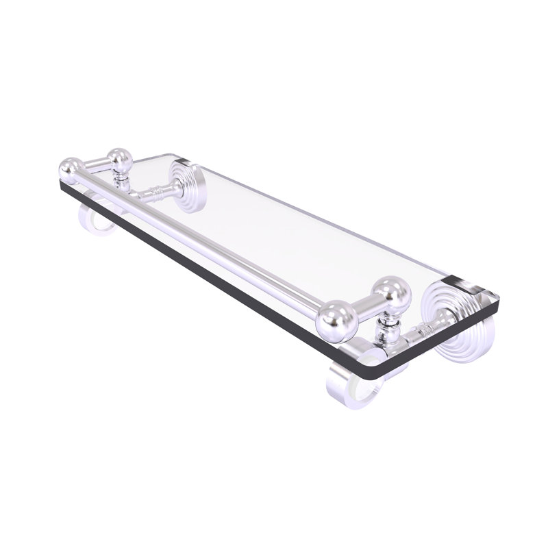 Étagère murale en verre Jarrell, Chrome satiné, H 3,5 po x l 16 po x P 5,5 po