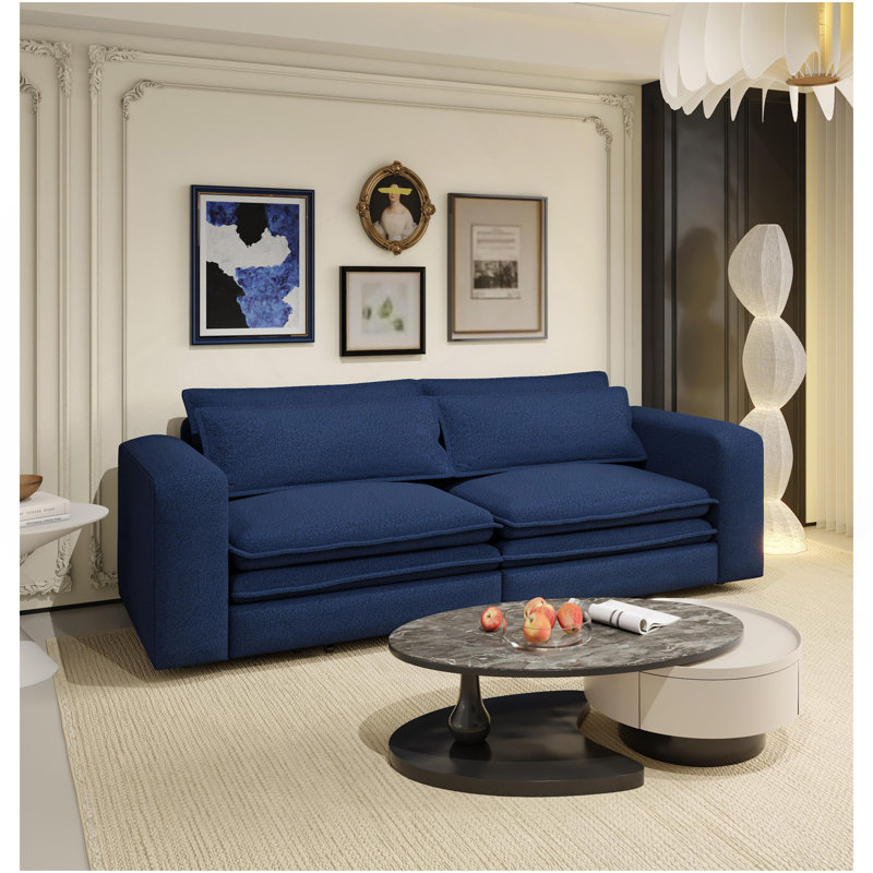 Canapé-lit 93 po pour très grand lit, canapé-lit escamotable, canapé-lit convertible 3 en 1, méridienne, canapé-lit 3 places avec 2 coussins lombaires pour le salon, un appartement, un bureau, un bureau, bleu