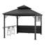 12 pi. L 10 pi. D Pavillon de jardin d'extérieur, pergola en aluminium à deux niveaux avec support pour téléviseur, tablette de rangement et comptoir de bar intégré