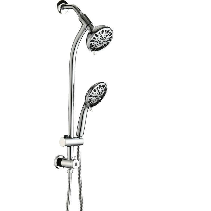 Douche de pluie 5 pouces et 7 jets avec glissière de 26 po, installation facile, réglable en angle, buses, débit stable de 18 gallons par minute, commande manuelle